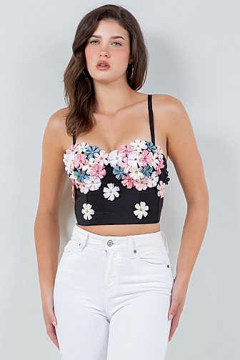 FLORAL DETAILED SWEETHEART CORSET TOP