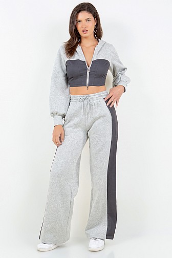 FULL ZIP HOODIE AND WIDE LEG SWEATSUIT.