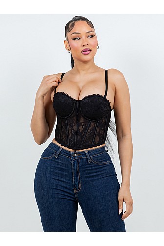 LACE BRA CUP CORSET TOP