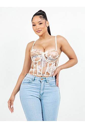 MARBLE MESH BUSTIER CORSET TOP