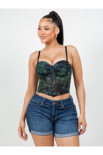 FLORAL MESH CORSET TOP

