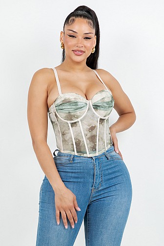 RHINESTONE MESH CORSET TOP
