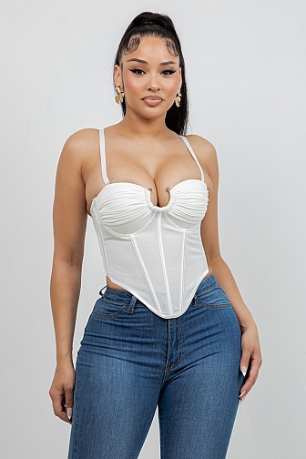 SOLID MESH U-RING CORSET TOP