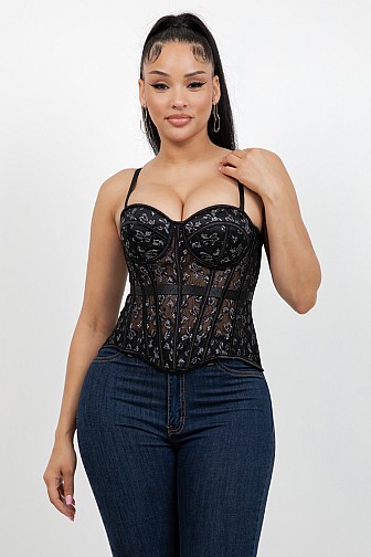 SHIMMER LACE CORSET TOP