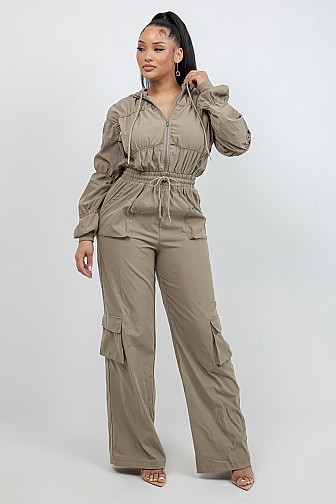 UTILITY HOODED CARGO JUMPSUIT