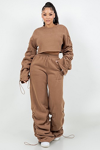 HEAVY FLEECE CROP TOP & JOGGER MATCHING SET