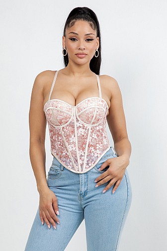 Floral Lace Corset Bustier Top
