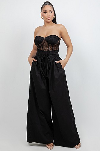 Strapess lace detail jumpsuit 
