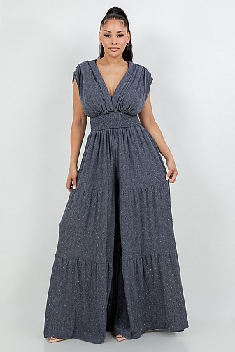 RHINESTONE FLARE JUMPSUIT