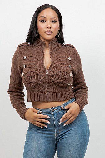 BUTTONED CROPPED KNIT