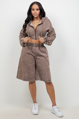 WASH HOODED JACKET SET