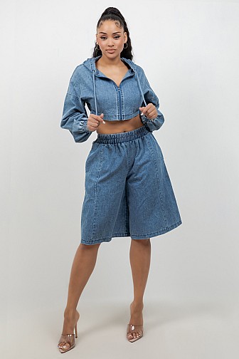 WASH HOODED JACKET SET