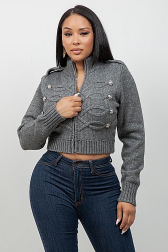 BUTTONED CROPPED KNIT