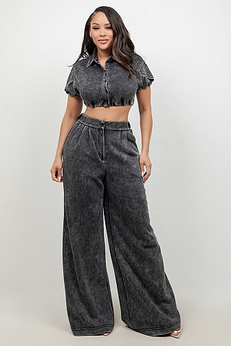 WASHED WIDE-LEG SET